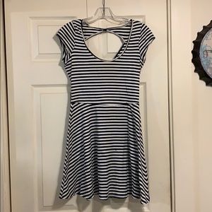 Navy and white striped dress
